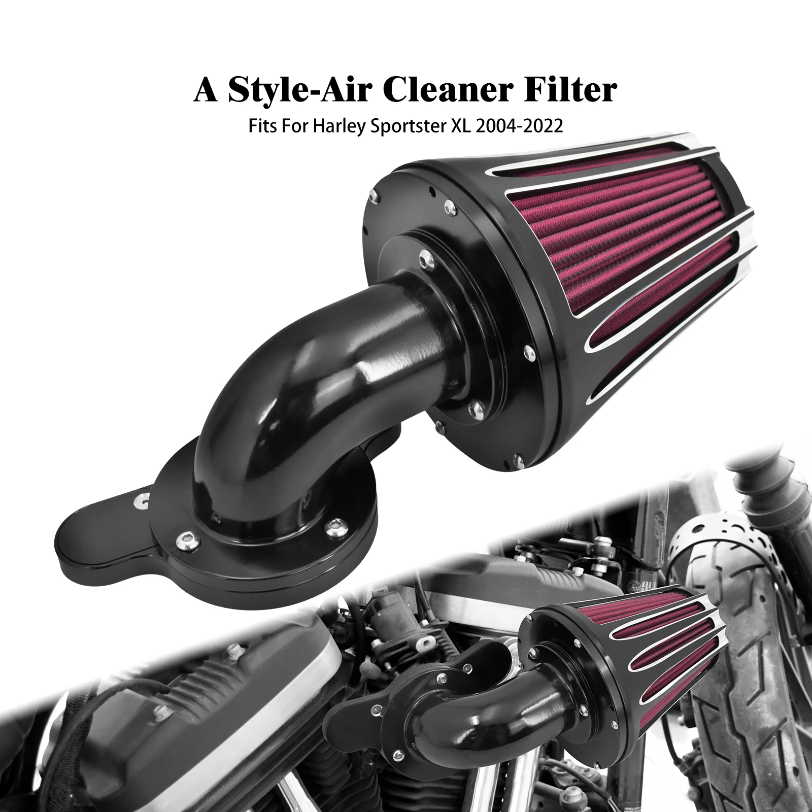 

Motorcycle CNC Air Cleaner Intake Filter Red For Harley Sportster XL 72 883 1200 SuperLow Roadster Custom Iron Forty Eight 04-22