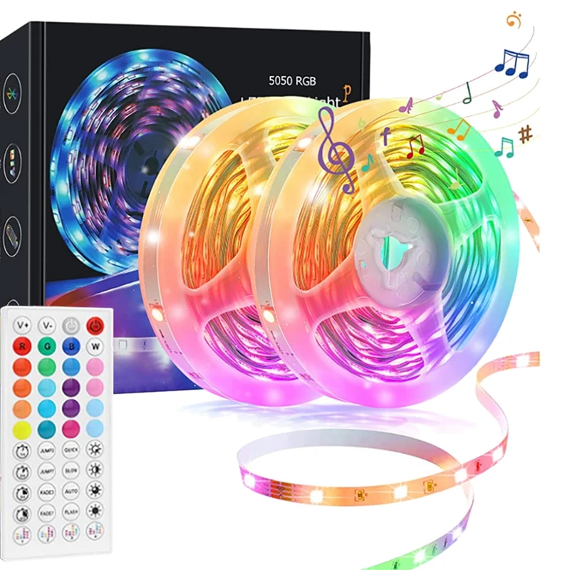 

LED Strip 20M 5050RGB Smart Bluetooth APP Control With 44 Key Remote Control LED Strip Sync To Music EU Plug