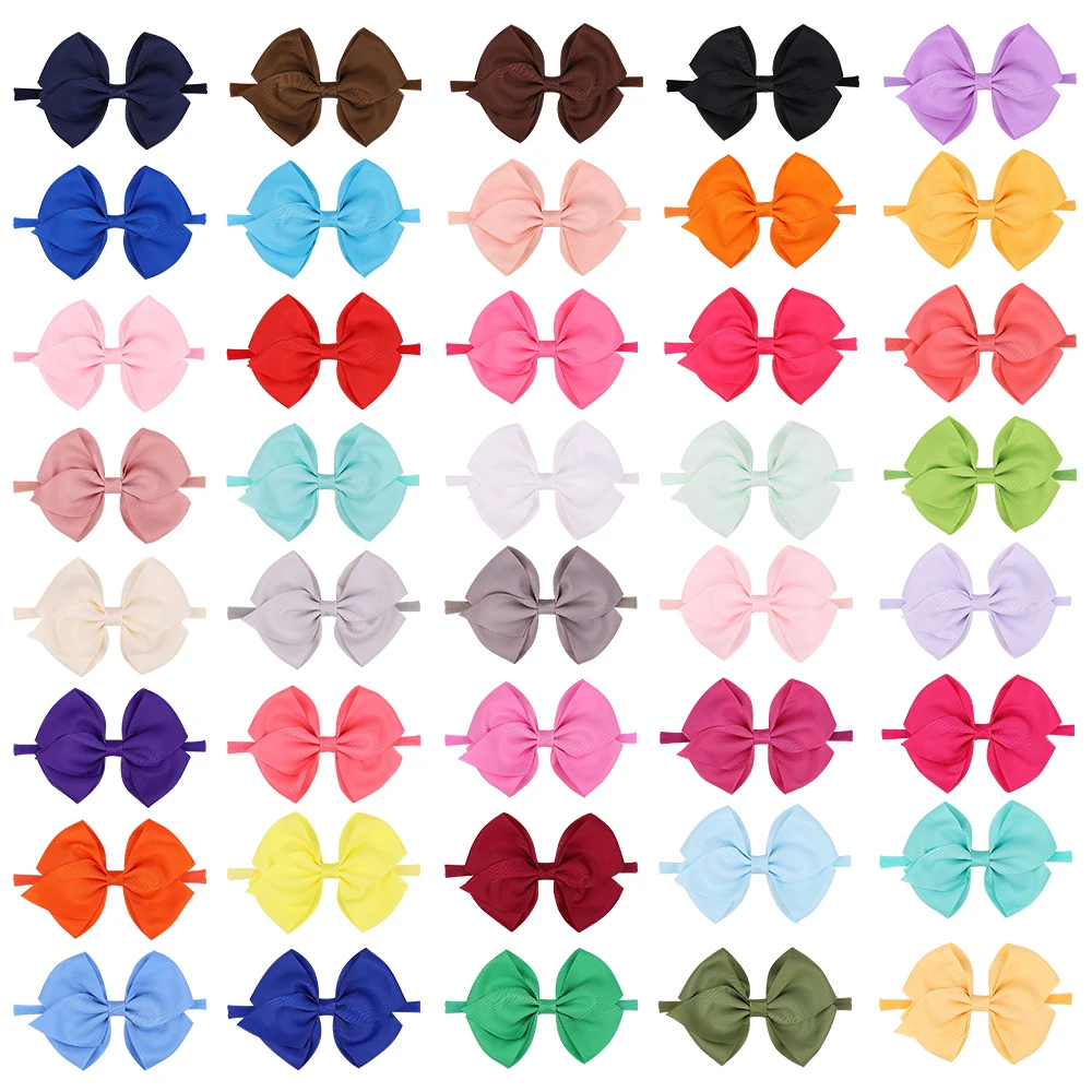 

Wholesale 4.8Inches Solid Color Ribbon Bows Headband For Kids Girls Bowknot Elastic Hair Band Boutique Headwear Hair Accessories