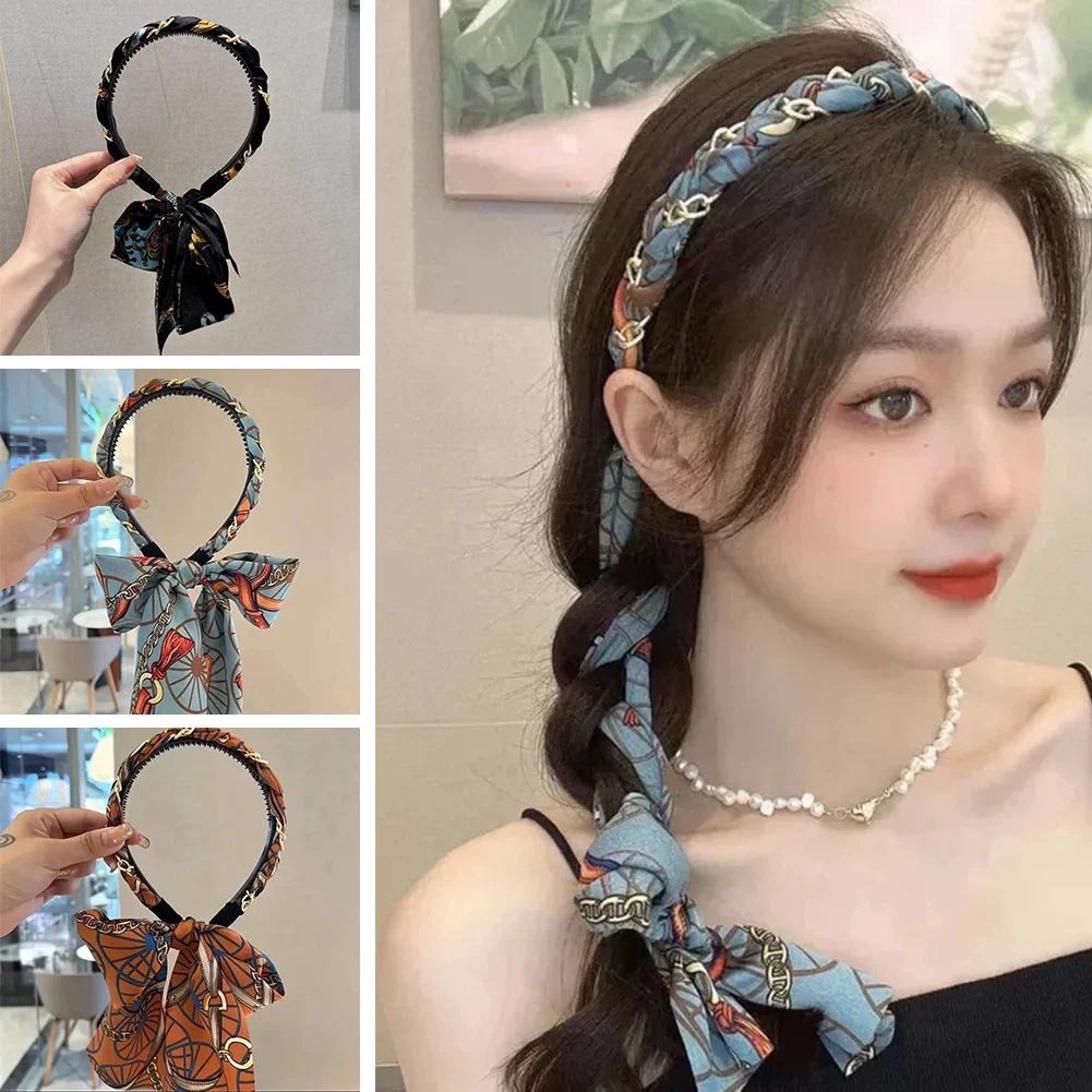 

Женская лента для волос с бантом, обруч для волос в Корейском стиле с милым принтом