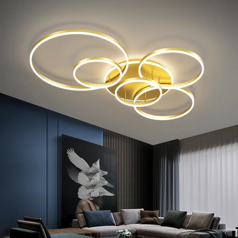 

Modern Gold LED Ceiling Chandelier Modern Simple Lighting for Living Room Bedroom Master Ceiling Lights