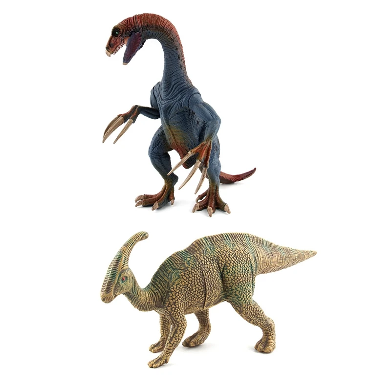 

2pcs Wild Life Dinosaur Toy Plastic Play Toys Dinosaur Model - Green & blue+brown