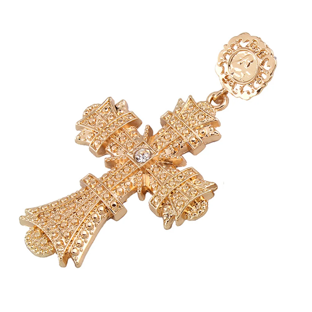 

1 Pair Simple Fashion Earrings Shining Drop Cross Earrings for Shopping Party