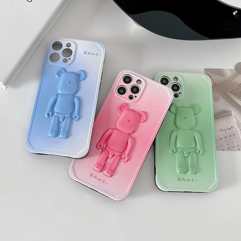 

Fashion Bear Gradient Color 3D Phone Case Cover for IPhone 7 8 Plus 11 12 13 Pro X XR XS Max Shockproof Cases for IPhone 13 Case