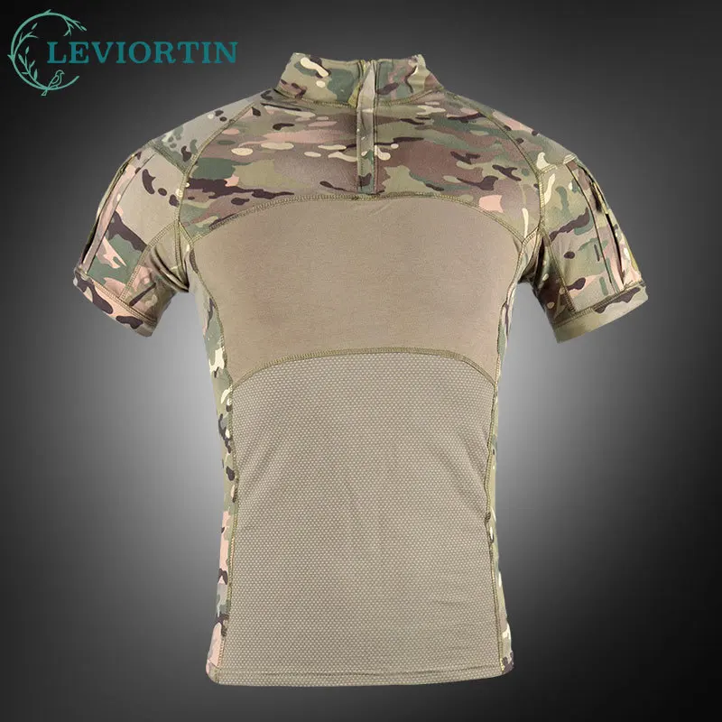 Мужской Тактический летний костюм в стиле CS с коротким рукавом камуфляжный виде