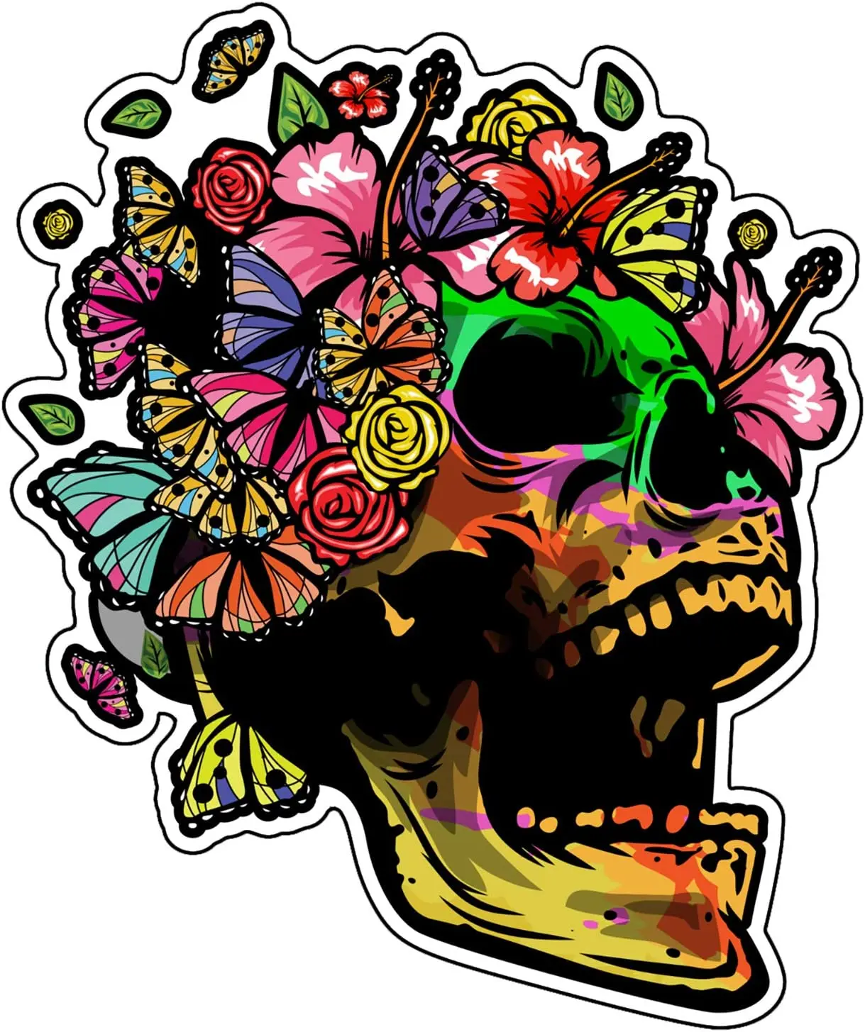 

WickedGoodz Бабочка череп виниловая наклейка-цветок череп бампер наклейка-для ноутбуков Tumblers Windows автомобилей грузовиков стен