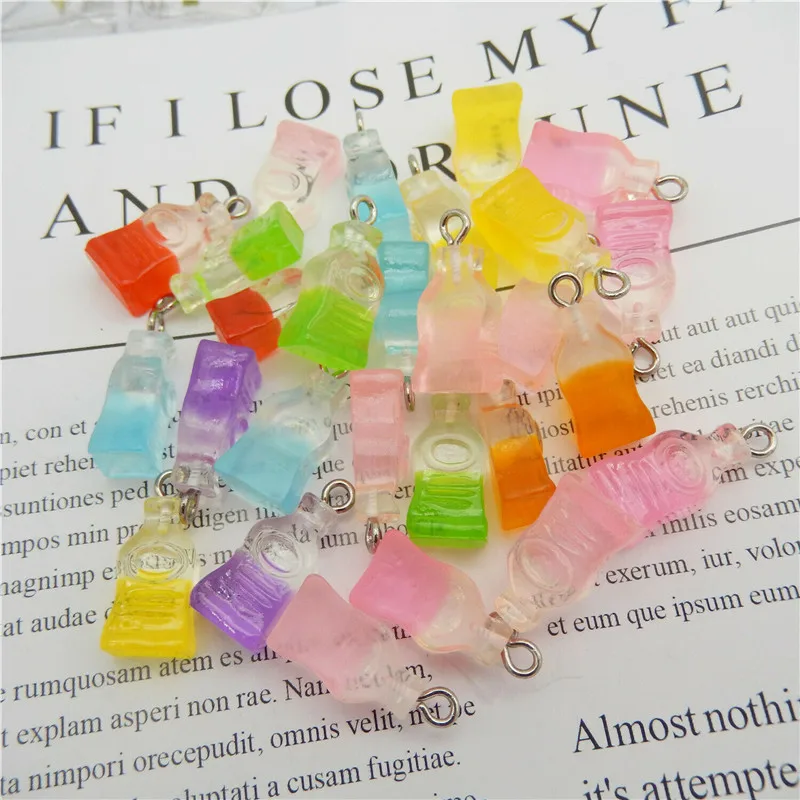 

24pcs Soda Water Bottle Resin Drink Charms for Keychain Earrings Jewelry Findings Drinking Pendant Crafts