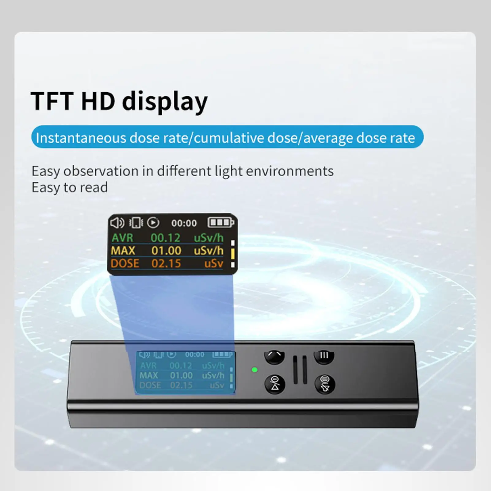 Высокочувствительный радиационный дозиметр с TFT HD ЖК-дисплеем и 3 режимами