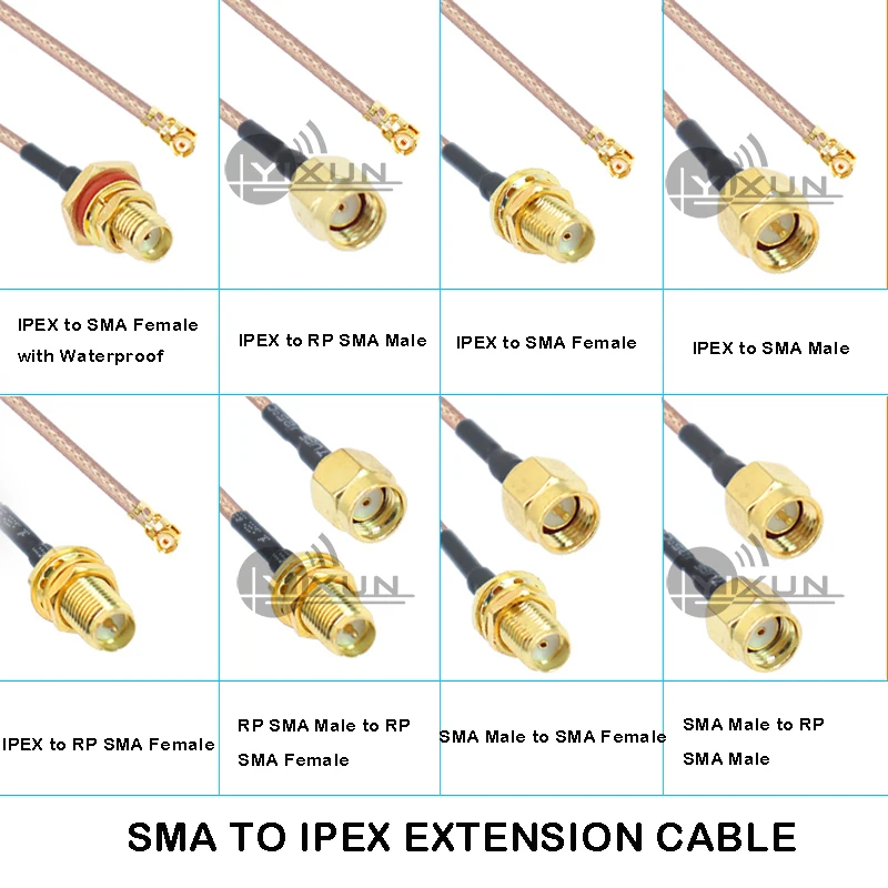 

SMA to IPEX adapter cable uFL/u.FL/IPX/IPEX UFL to SMA female RF pigtail connecting cable antenna extension cable RG178 20cm