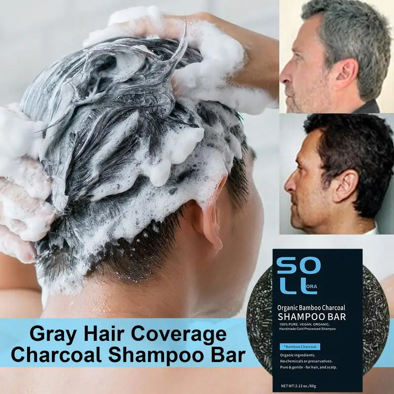 Шампунь-батончик для седых волос улучшенное мыло-шампунь с бамбуковым углем и