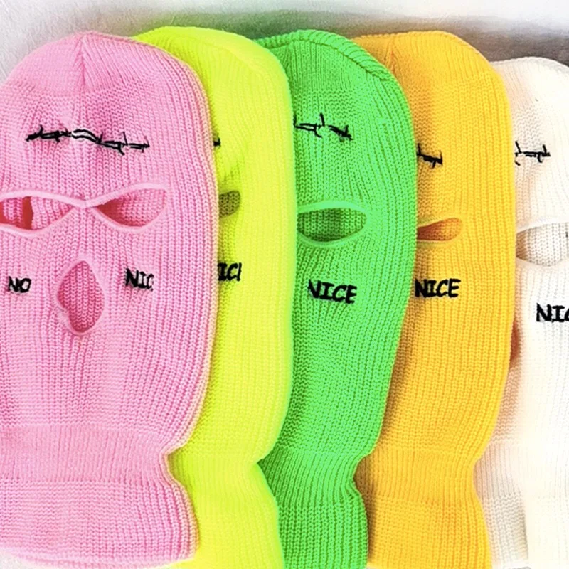 

Limited Embroidery Balaclava Letter Army Tactical Mask 3 Hole Full Face Mask Winter Hat For Skiing Cycling Ski Mask Unisex