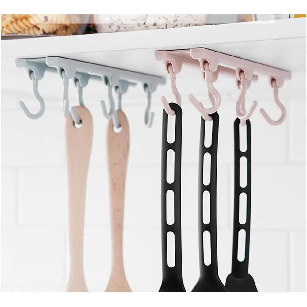 

Nail Free 6 Hooks Storage Rack Wardrobe Towel Shelf for Kitchen Gabgets