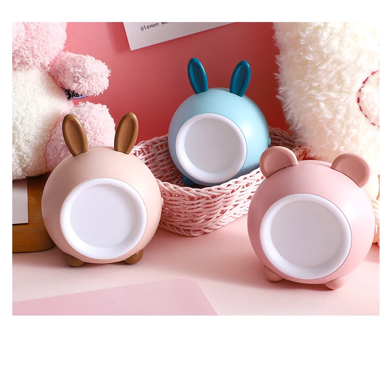 

Cartoon Led Children Night Light Rechargeable Creative Deer Rabbit Ears Table Lamp Eye Protection Bedroom Bedside Nightlight Gif