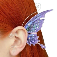 trendy long butterfly clip earrings ear hook pearl ear clips without pierced ears chain earrings women girls jewelry