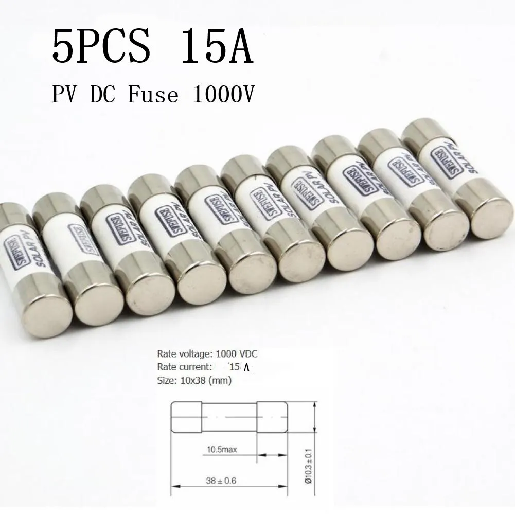 

5pcs 15A Fuse 1000V PV DC Consumer Unit Box Fuse Electrical Equipments Supplies