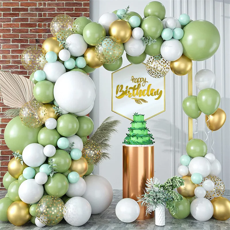 

20Sets Olive Green Gold Balloon Arch Kit Garland Confetti Balloon Birthday Baby Shower Wedding Mother's Day Party Decor Supplies