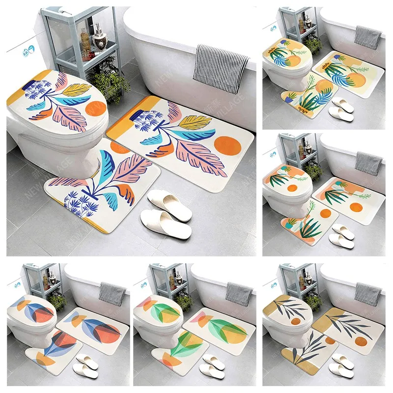 

Anti-slip Bath Mat plant Bathroom Rug Shower Mat Decorative Absorbent Foot Mat Entrance Bathtub toilet rug boho Nordic leaf