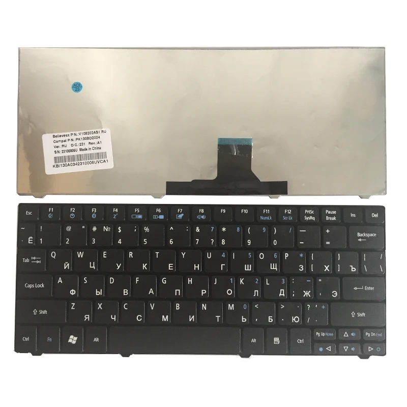 

Russian RU laptop keyboard for Acer Aspire One 200 FO200 201 MS2298 MS2297 MP-09B93U4-6982 9Z.N3C82.R1D NSK-AQR1D 9ZN3C8201D