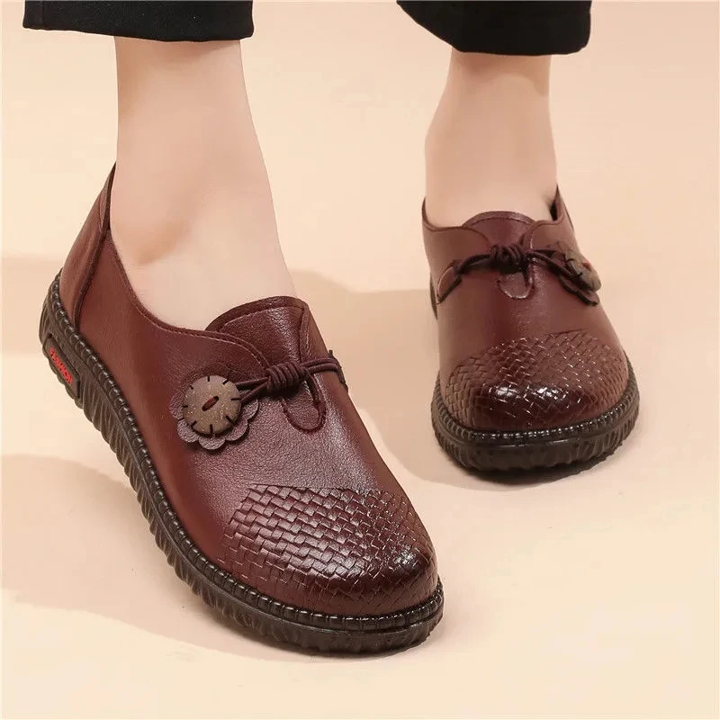 

Spring Leather Shoes for Women 2022 New Flat Oxford Retro Comfortable Single Shoes Soft Bottom Ladies Mom Shoes zapatos de mujer
