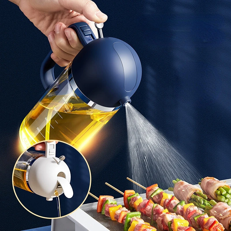 

Бутылка для розлива оливкового масла, функциональный распылитель для уксуса, 2 в 1, для приготовления пищи, для барбекю, кухонный стеклянный диспенсер для масла