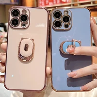 bear ring holder plating phone case for iphone 13 12 mini 11 pro xr x xs max 8 7 plus se 2020 soft tpu silicone back cover
