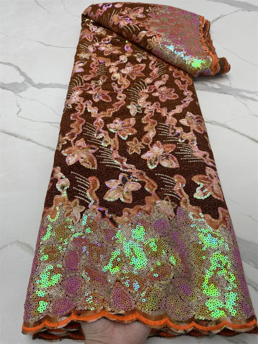 

African French Velvet Lace Fabric 2023 High Quality Guipure Lace Material Nigerian Sequins Lace Fabric For Wedding Sewing 4691B