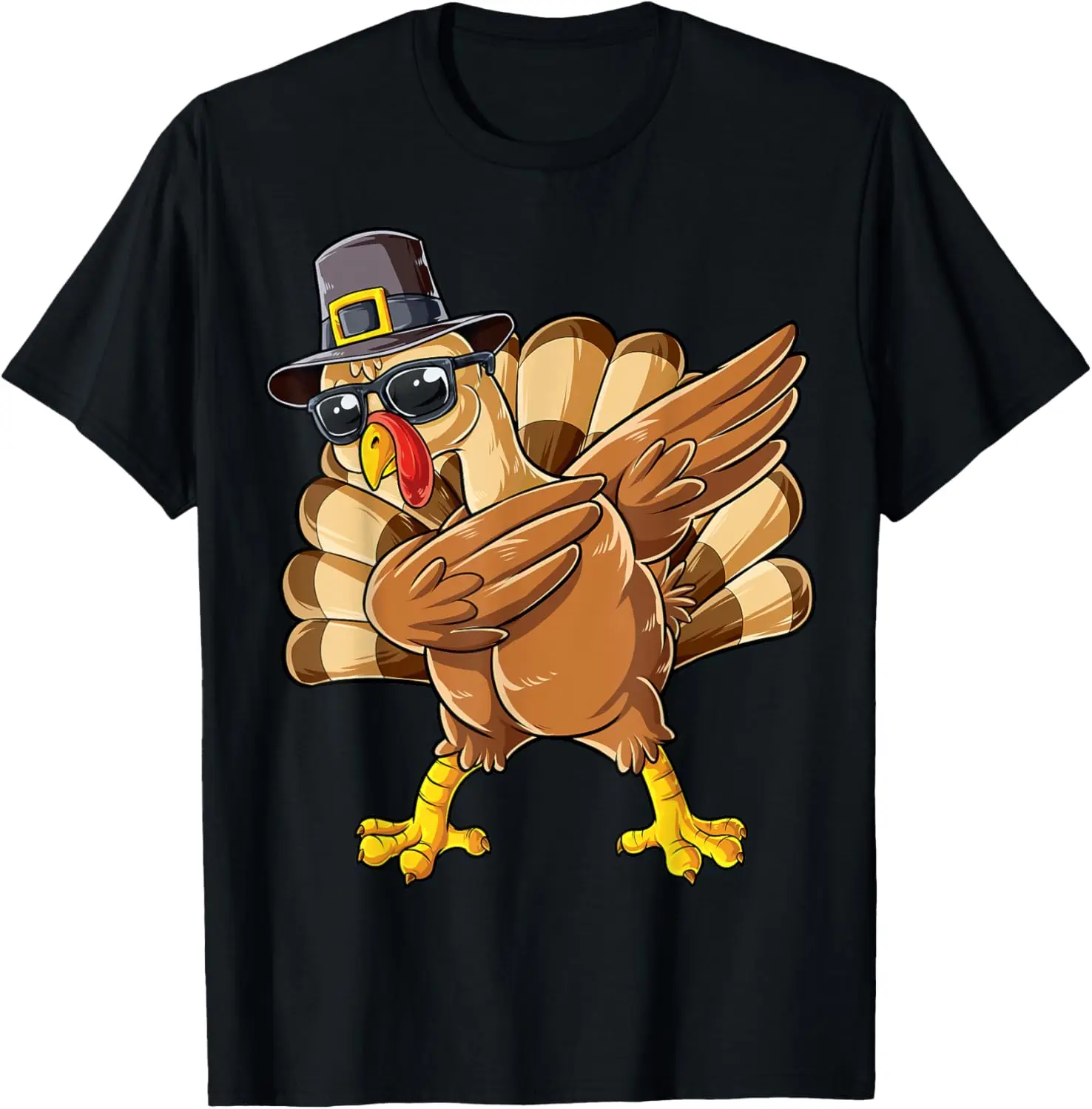 Dabbing Turkey Thanksgiving Day Pilgrim Boys Men Funny Dab T-Shirt