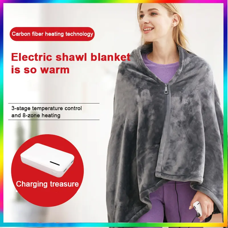

Usb Heated Warm Shawl Electric Heating Plush Throw Blanket Heated Cape Heating Lap Blanket Coral Heated Blanket