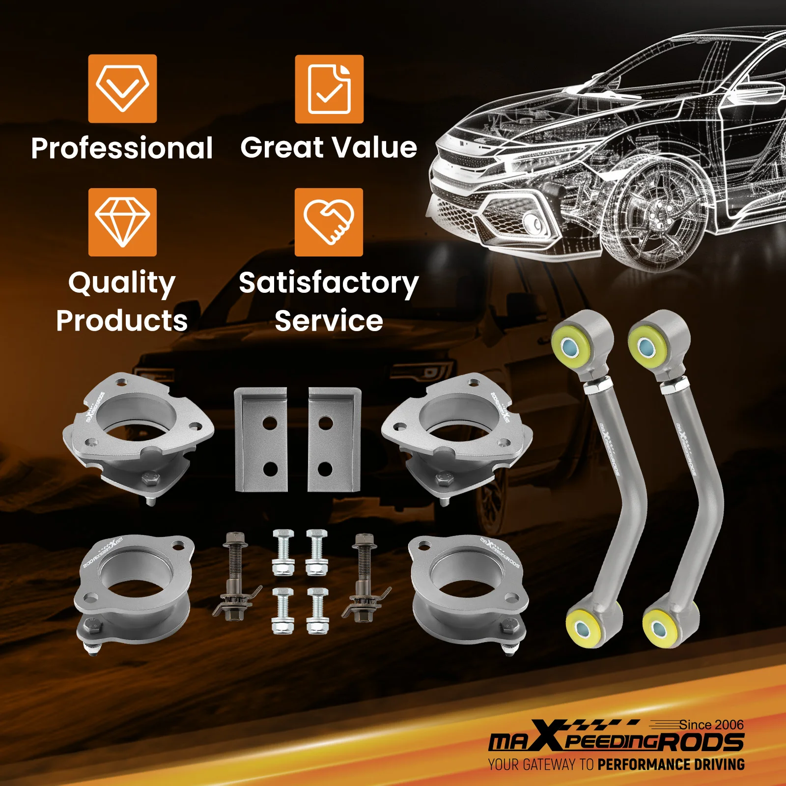 2-дюймовый передний задний подъемный комплект прокладок для Jeep Compass Patriot MK 2007-2017