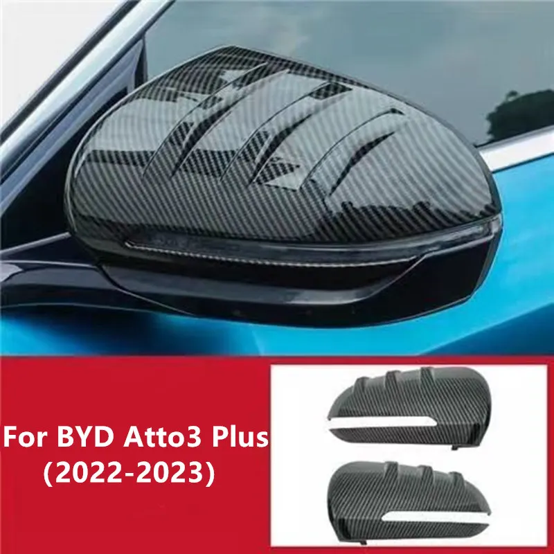 

2pcs Car Rear Side View Rearview Mirror Cover Trim Imitation ABS Carbon Fiber For BYD Atto3 Plus 2022 2023 Accessories