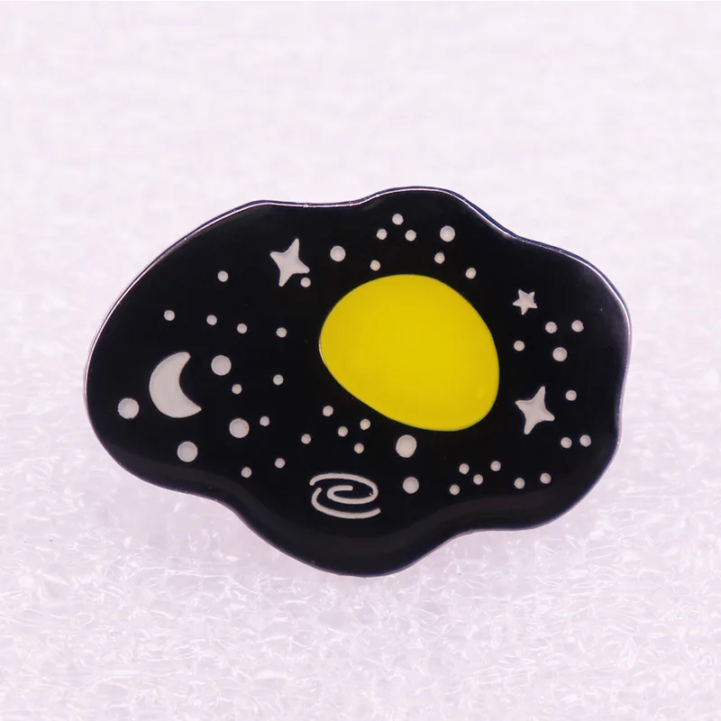 

Funny Space Fried Egg Metal Enamel Clothes Hat Bag Coats Lapel Badge Brooch Pin