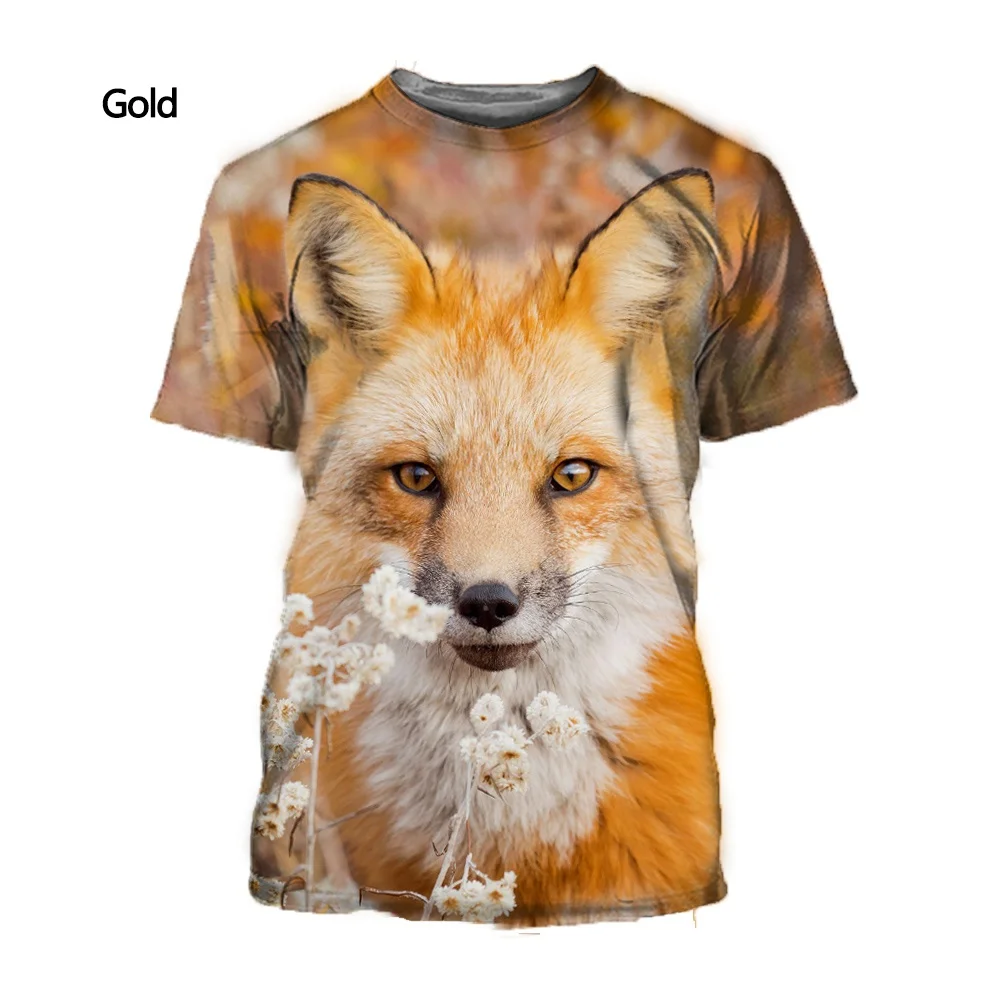 

2022 New Fashion Cute Fox 3d Printing T-shirt Men's Summer Short Sleeve Casual Sweatshirt