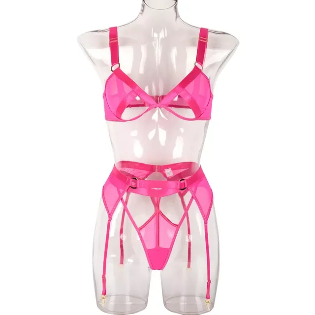 Сексуальное нижнее белье с прострочкой из сетчатой ткани комплект трех