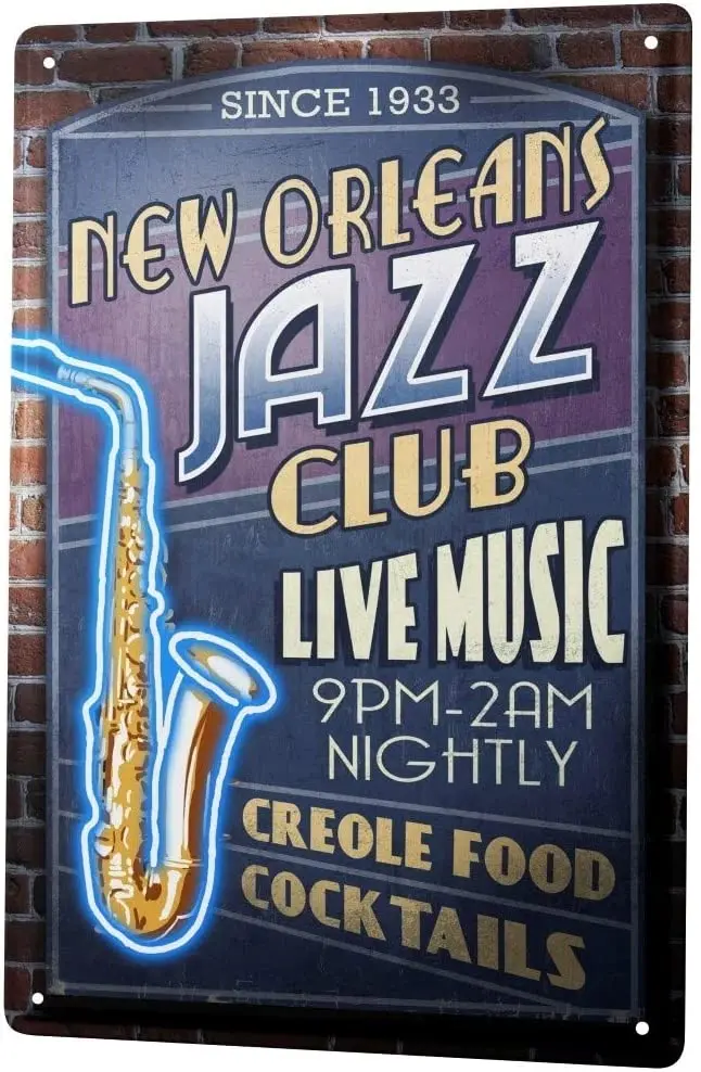 

С 2004 года металлический плакат настенная Оловянная надпись ностальности ДУ путешествие вилл Джаз Новый-Орлеан