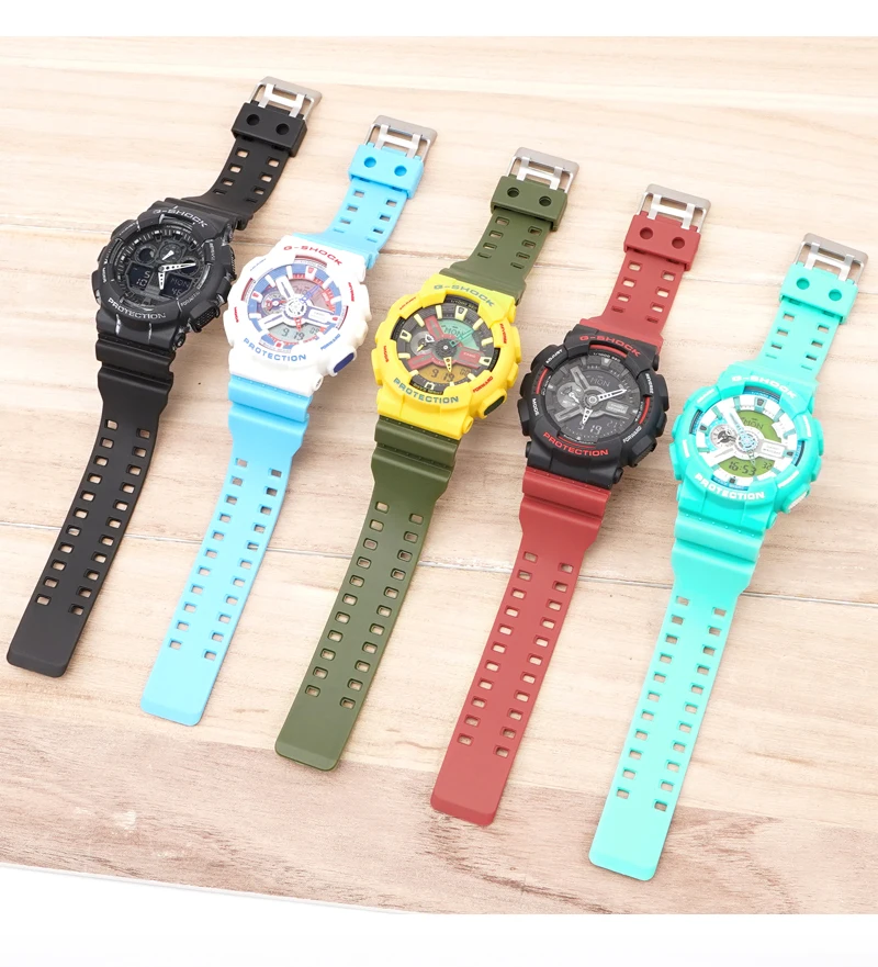 Resin Strap for Casio G-Shock GA-100/110/140/200/400/700 GD-100 G-8900 GW-8900 Men Sport Silicone Watch Band Accessories 16mm