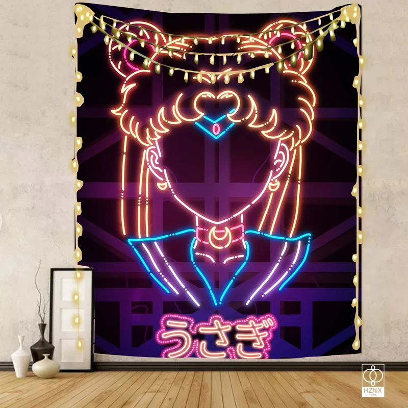 

Sailor Moon Fluorescence Tapestry Anime Cute Style Tapestries Suitable for Bedroom Living Room Collect Decoration Aesthetics