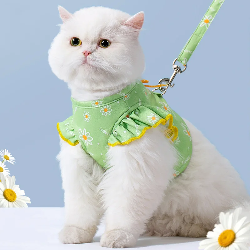 

Cute Flowers Dog Cat Leashes Collars Small Flying Sleeve Pets Breathable Cats Vest Traction Rope Puppy Dogs Strap Rope Supplies