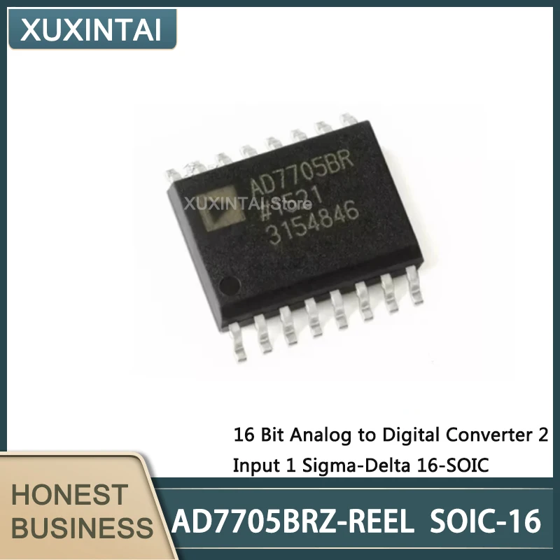 

5Pcs/Lot New Original AD7705BRZ-REEL AD7705BRZ 16 Bit Analog to Digital Converter 2 Input 1 Sigma-Delta 16-SOIC