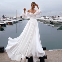 sweetheart fashion bridal gowns robe de mari%c3%a9e 2022 new white wedding dresses off the shoulder chiffon pleat zipper back summer