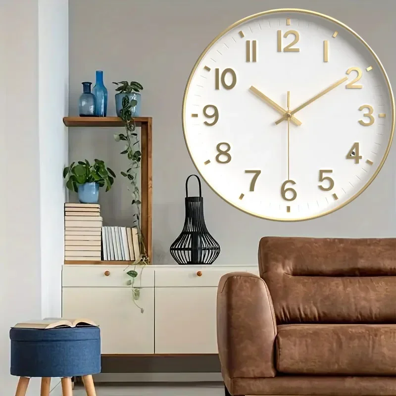 12-дюймовые Простые Модные настенные часы бесшумные круглые Трехмерные для учебы
