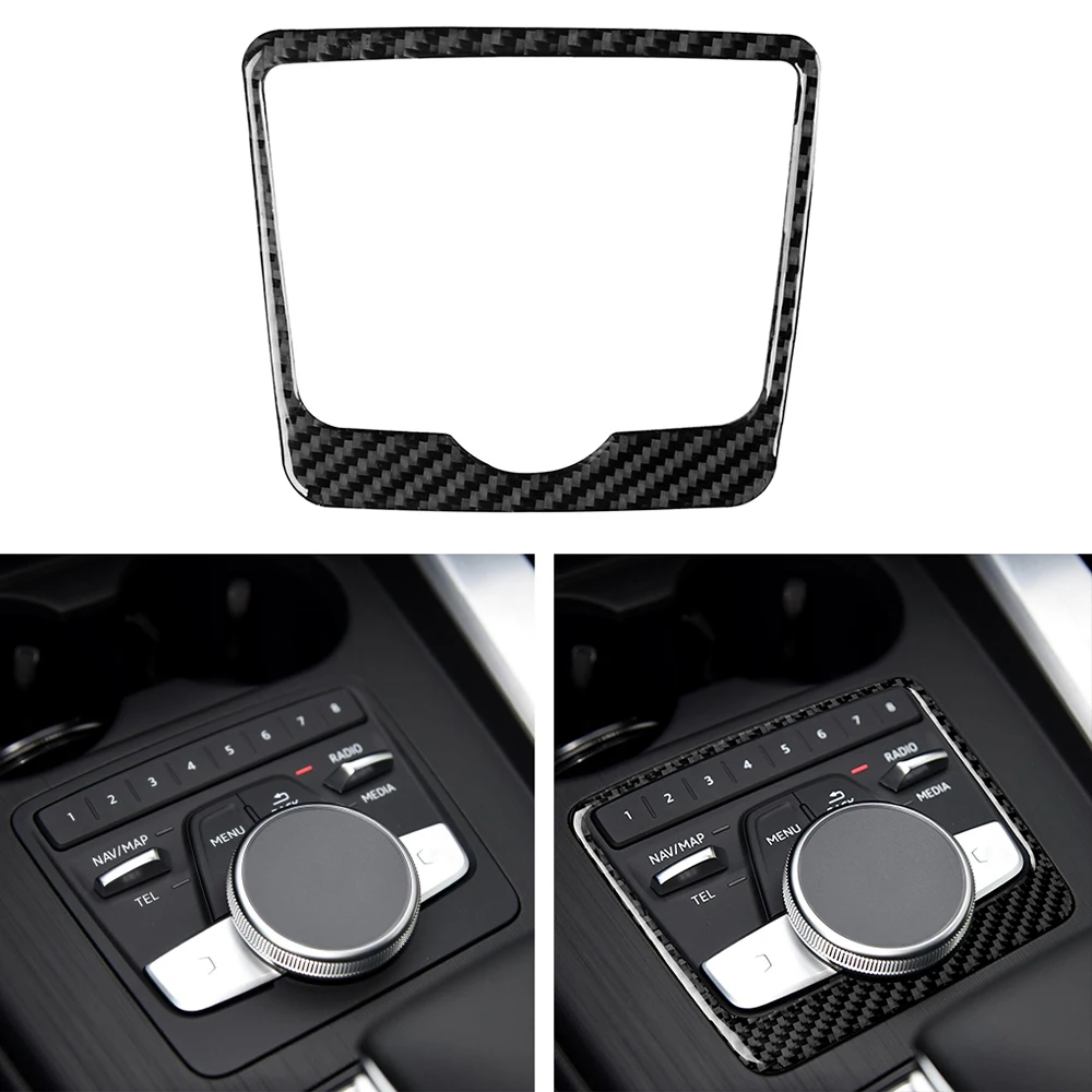 

for Audi A4 B9 2017 2018 2019 Display Panel Volume Adjustment Box Decoration Sticker Decal Car Interior Accessories Carbon Fiber