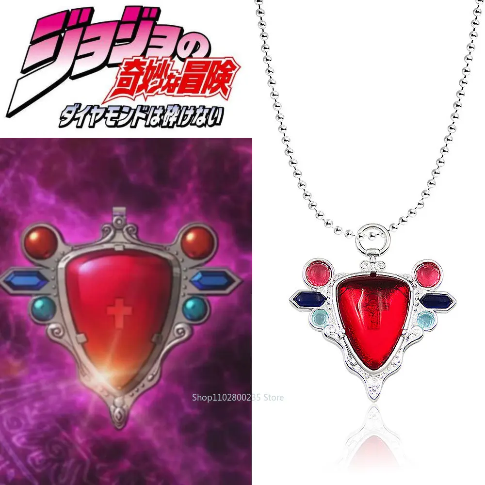 

Anime JOJO's Bizarre Adventure Gem Necklace Red Stone Joseph Joestar Cosplay Pendant Aja Necklace Women Men Accessories Gift