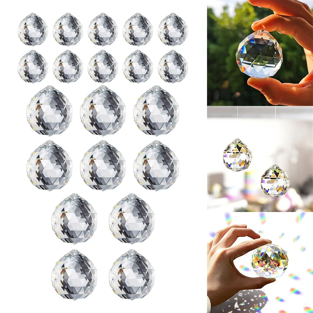 

10pcs 20/40mm K9 Transparent Crystal Glass Faceted Chandelier Ball Lighting Pendant Fenghui Spheres Home Decoration