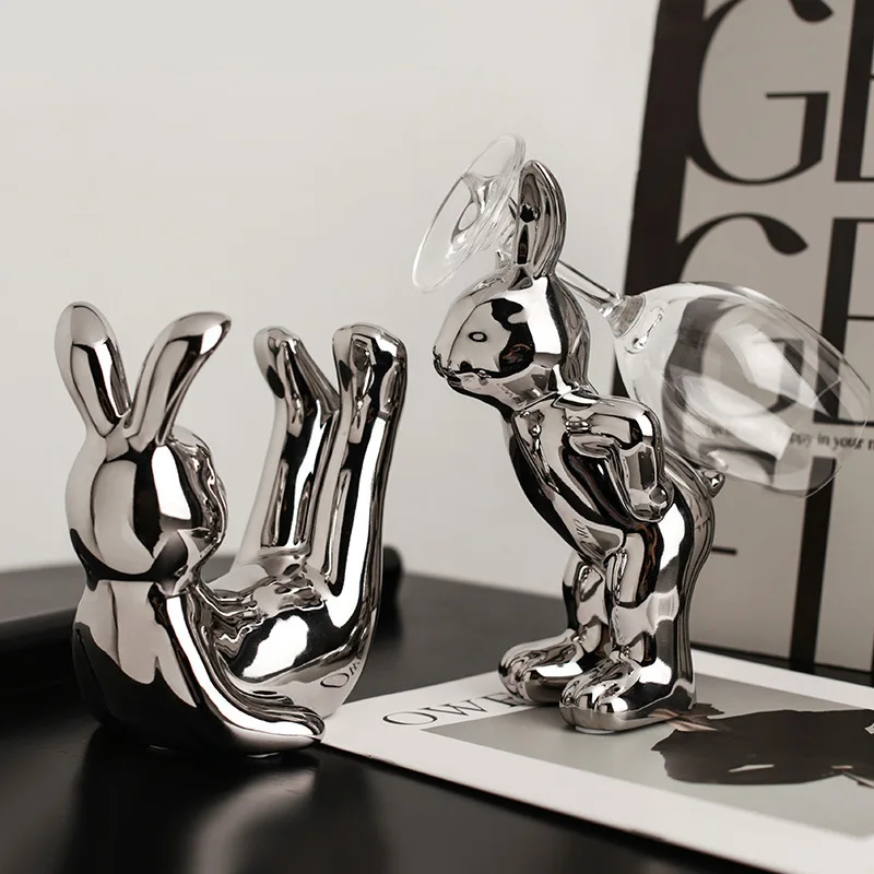 Винная стойка в скандинавском стиле с милым Кроликом настольное украшение
