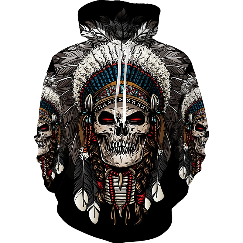 

New Men's and Women's Retro 3d Indian Totem Wolf and Eagle Print Hooded Sweatshirt Fashion Hip-hop Casual Hoodie