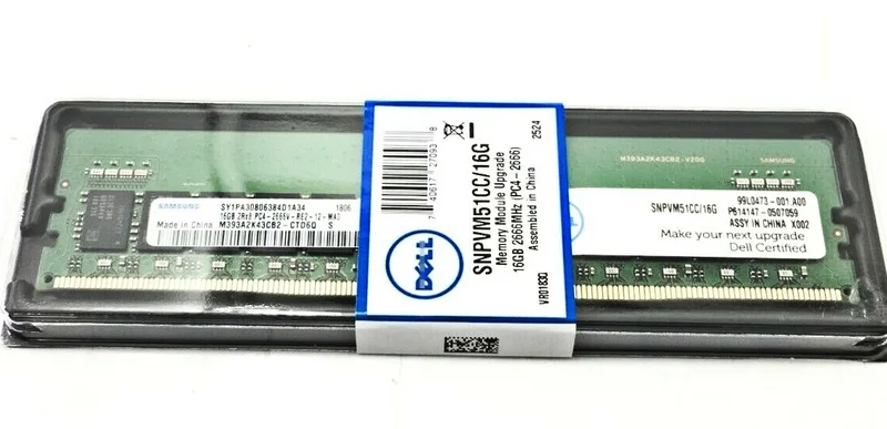 

RAM SNPVM51CC/16G 16GB 2RX8 DDR4 RDIMM 2666V ECC REG memory stick