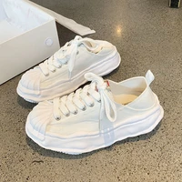 springsummer new students thick bottom increased non slip step on heel canvas small white shoes girls casual all match shoes