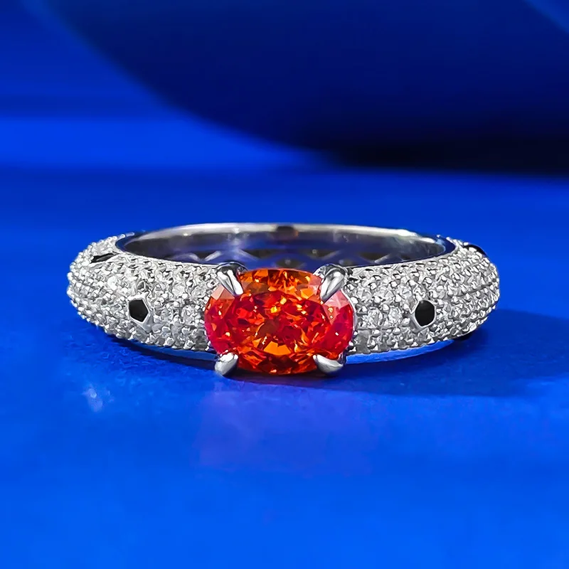 Женский роскошный комплект из серебра S925 пробы с полными бриллиантами 5*7