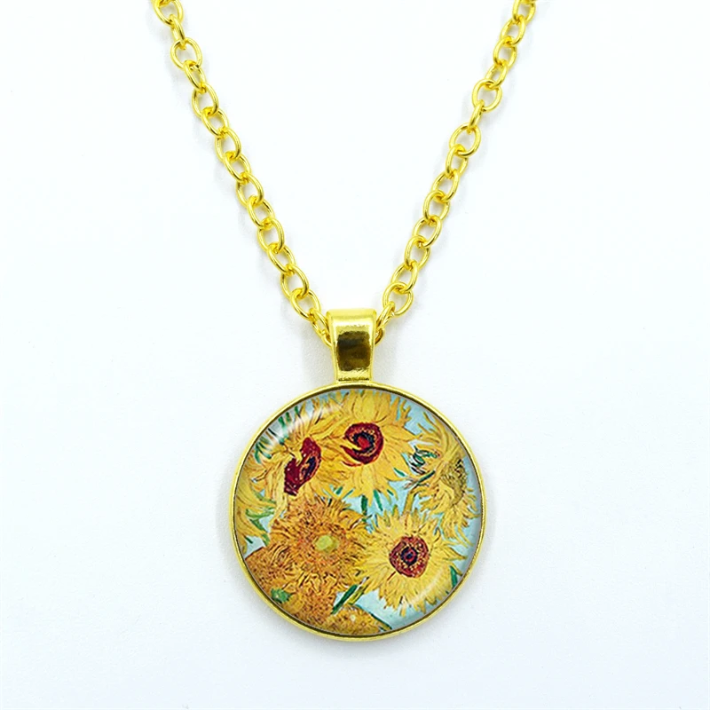 Новый классический кулон Звездная ночь Ван Гог ожерелье стеклянная