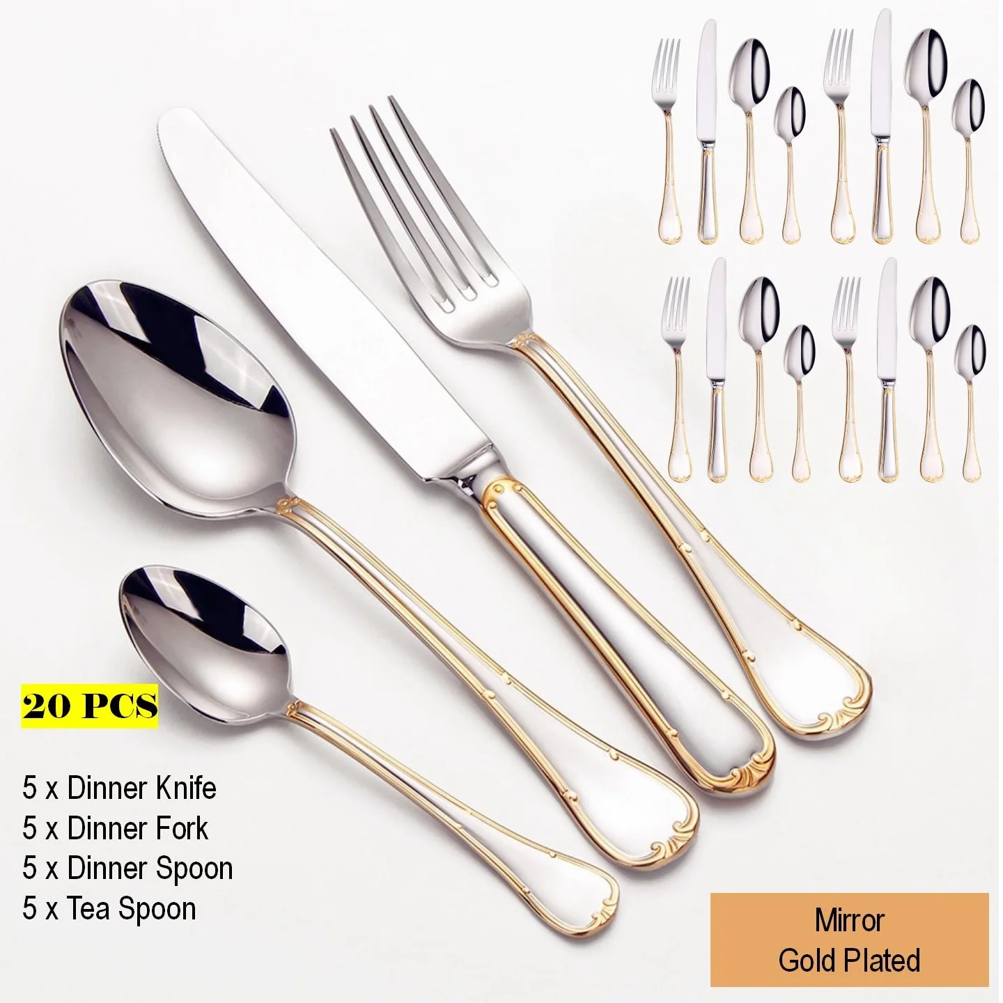 

Золотой набор столовых приборов из нержавеющей стали